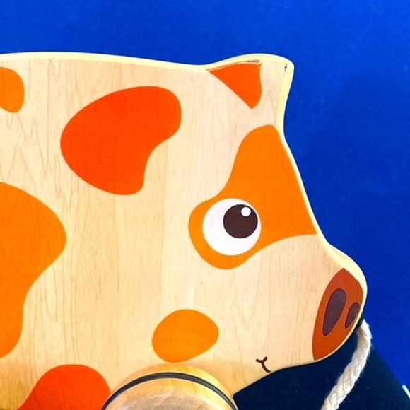 Children’s MyBToys-Pull Along Happy Go Piggy Wooden Pig Toy - Picture 2 of 5